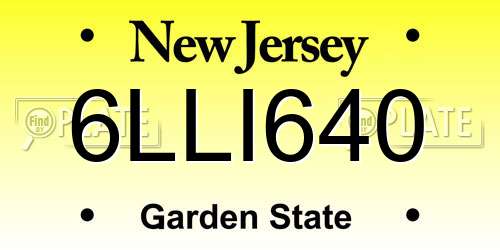 6LLI640 New Jersey License Plate