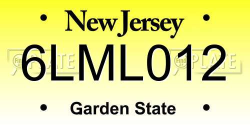 6LML012 New Jersey License Plate
