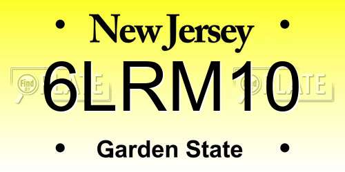 6LRM10 New Jersey License Plate