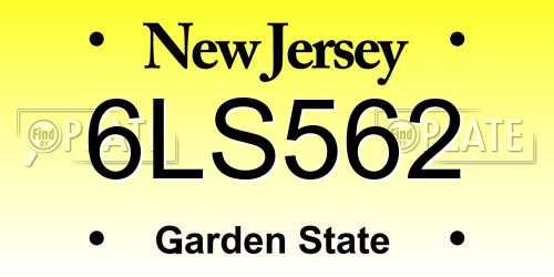6LS562 New Jersey License Plate
