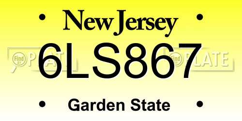 6LS867 New Jersey License Plate