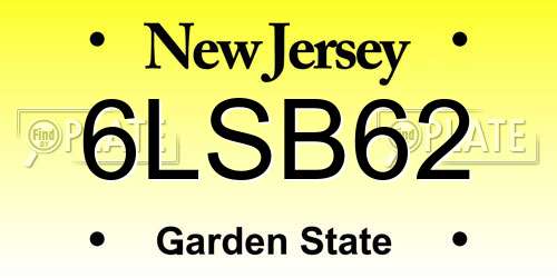 6LSB62 New Jersey License Plate