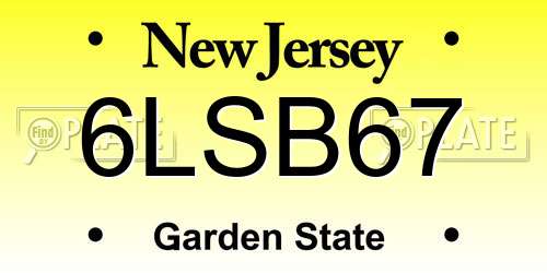 6LSB67 New Jersey License Plate