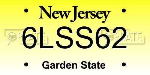 6LSS62 New Jersey License Plate
