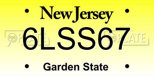 6LSS67 New Jersey License Plate