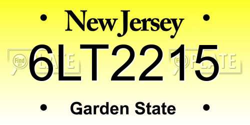 6LT2215 New Jersey License Plate