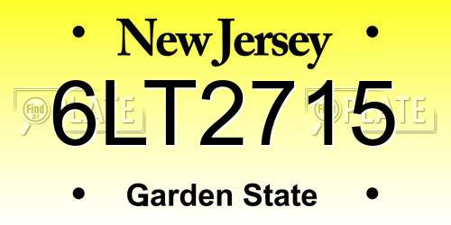 6LT2715 New Jersey License Plate