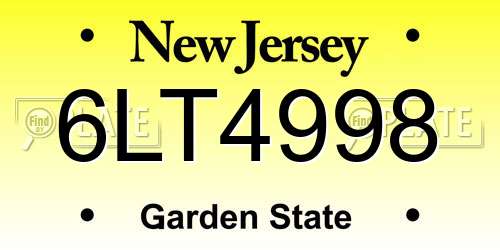 6LT4998 New Jersey License Plate
