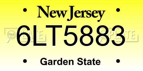 6LT5883 New Jersey License Plate