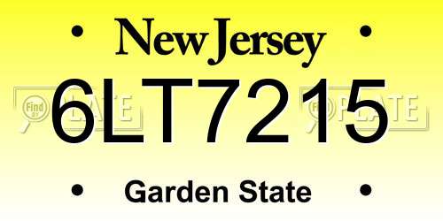 6LT7215 New Jersey License Plate
