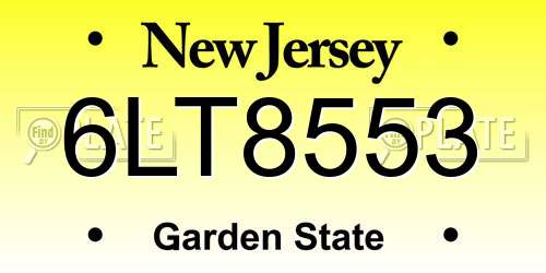 6LT8553 New Jersey License Plate