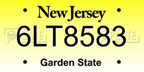 6LT8583 New Jersey License Plate