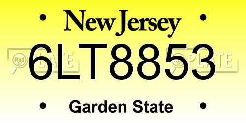 6LT8853 New Jersey License Plate
