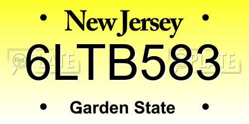6LTB583 New Jersey License Plate