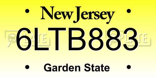 6LTB883 New Jersey License Plate