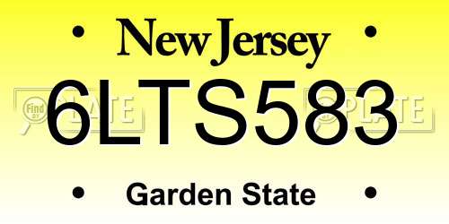 6LTS583 New Jersey License Plate