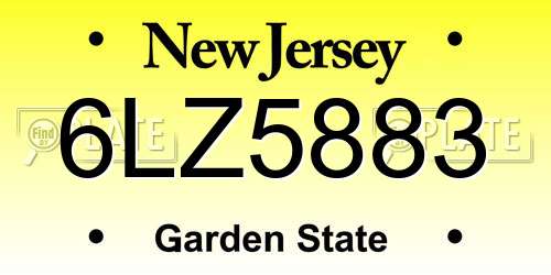 6LZ5883 New Jersey License Plate