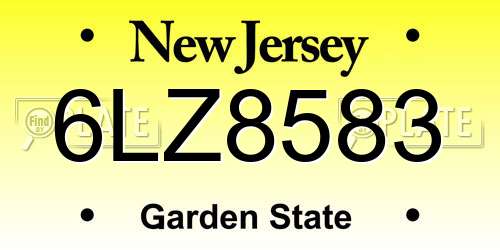 6LZ8583 New Jersey License Plate