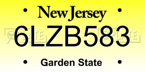 6LZB583 New Jersey License Plate