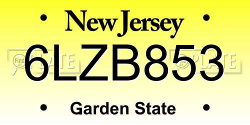6LZB853 New Jersey License Plate