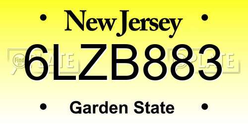 6LZB883 New Jersey License Plate