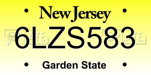 6LZS583 New Jersey License Plate