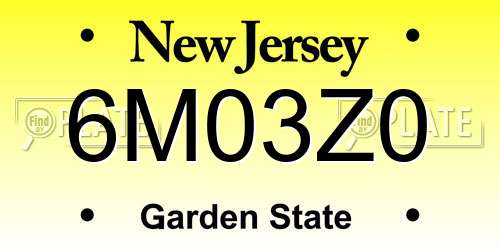 6M03Z0 New Jersey License Plate