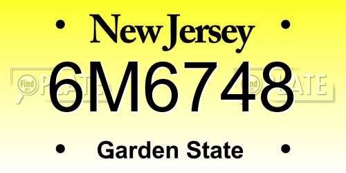 6M6748 New Jersey License Plate