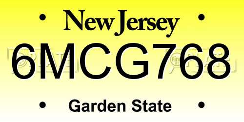 6MCG768 New Jersey License Plate