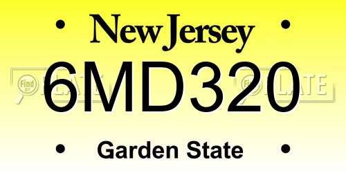 6MD320 New Jersey License Plate