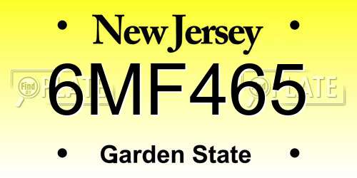 6MF465 New Jersey License Plate