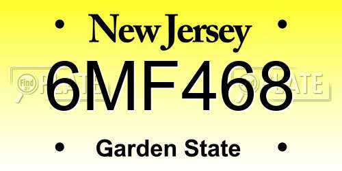 6MF468 New Jersey License Plate