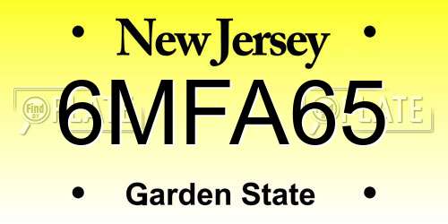 6MFA65 New Jersey License Plate
