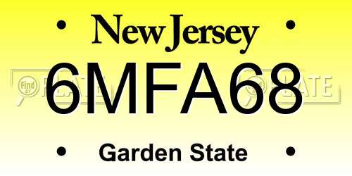 6MFA68 New Jersey License Plate