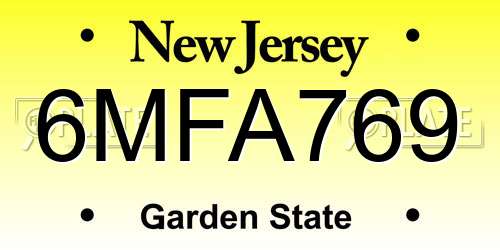 6MFA769 New Jersey License Plate