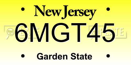 6MGT45 New Jersey License Plate