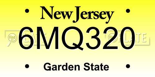 6MQ320 New Jersey License Plate