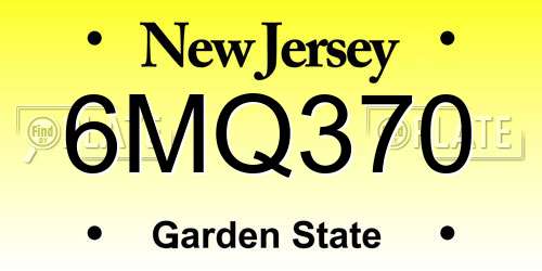 6MQ370 New Jersey License Plate