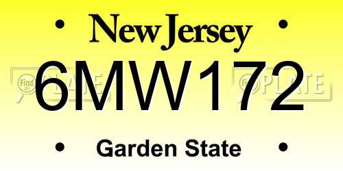 6MW172 New Jersey License Plate