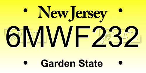 6MWF232 New Jersey License Plate