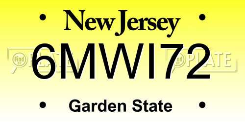 6MWI72 New Jersey License Plate