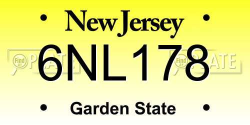 6NL178 New Jersey License Plate