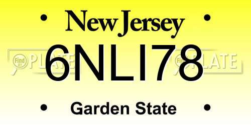 6NLI78 New Jersey License Plate