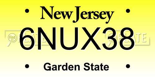6NUX38 New Jersey License Plate