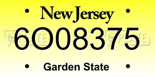6O08375 New Jersey License Plate