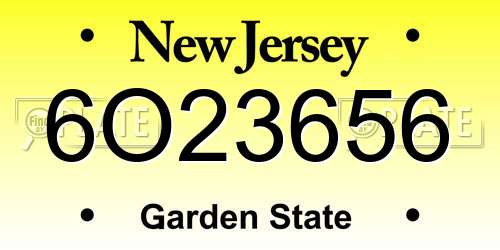 6O23656 New Jersey License Plate