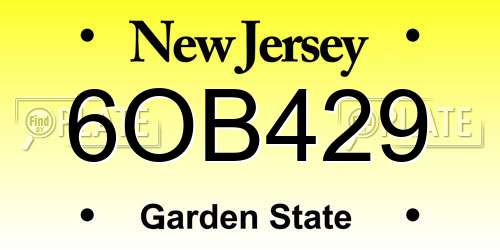 6OB429 New Jersey License Plate