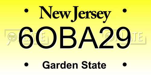6OBA29 New Jersey License Plate