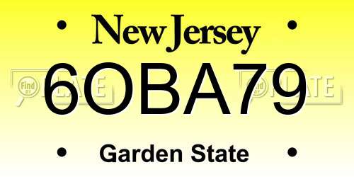 6OBA79 New Jersey License Plate