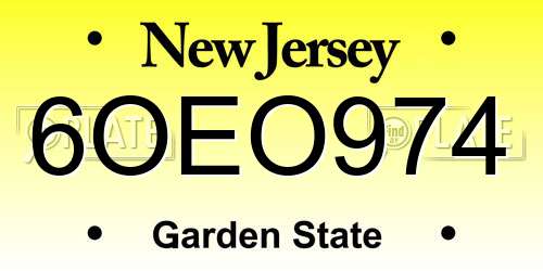 6OEO974 New Jersey License Plate